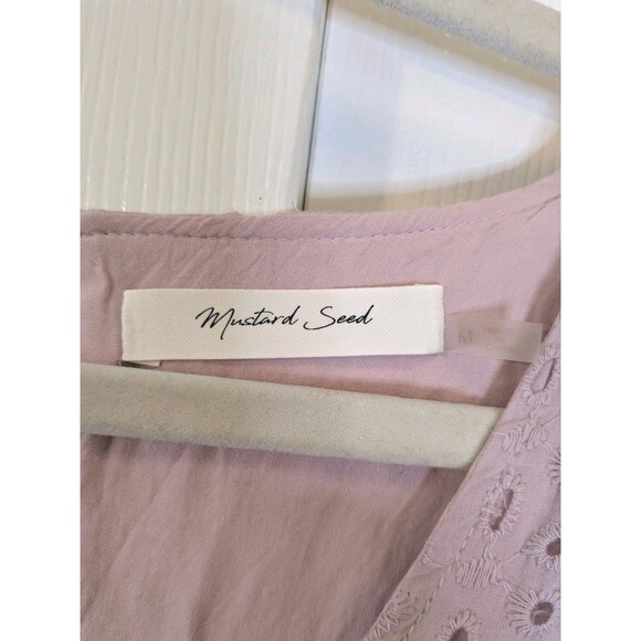 Pink Eyelet Babydoll Romper Dress Cottagecore Boho V-Neck Flutter Sleeve Medium - Picture 5 of 9